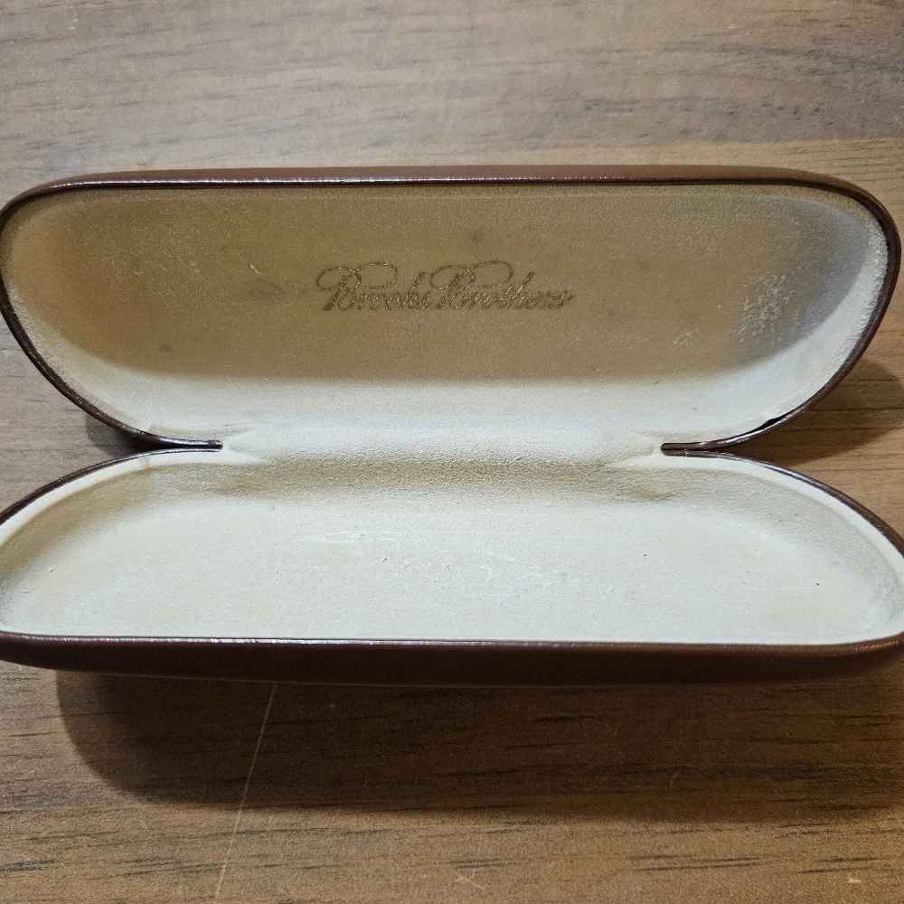 Brooks Brothers Hard Shelled Felt Lined Glasses Case Brown CASE ONLY